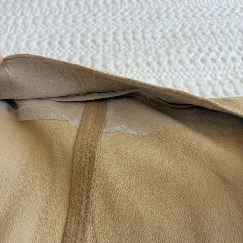 Coldwater Creek Suede Midi‎ Skirt Tan Laser Cut Romantic Western Women 12P